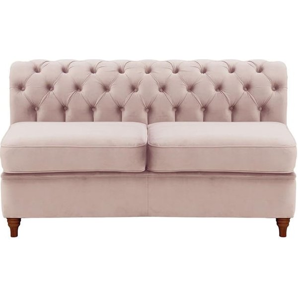 Chesterfield - Module intérieur deux places (2CP), lila/rose - Velluto 14, Couleur des pieds: Chêne foncé