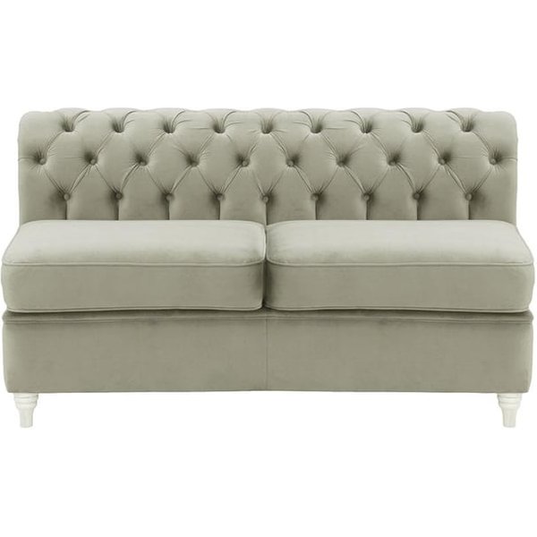 Chesterfield - Module intérieur deux places (2CP), gris clair - Velluto 15, Couleur des pieds: Blanc