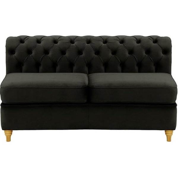 Chesterfield - Module intérieur deux places (2CP), noir - Velluto 20, Couleur des pieds: Chêne clair