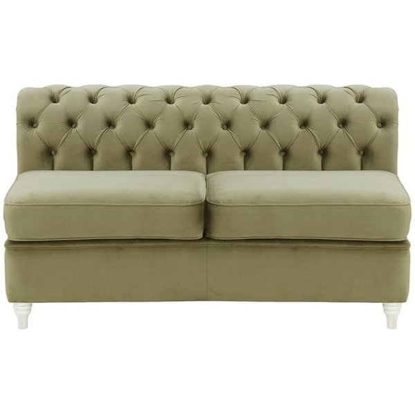 Chesterfield - Module intérieur deux places (2CP), beige - Velluto 3, Couleur des pieds: Blanc