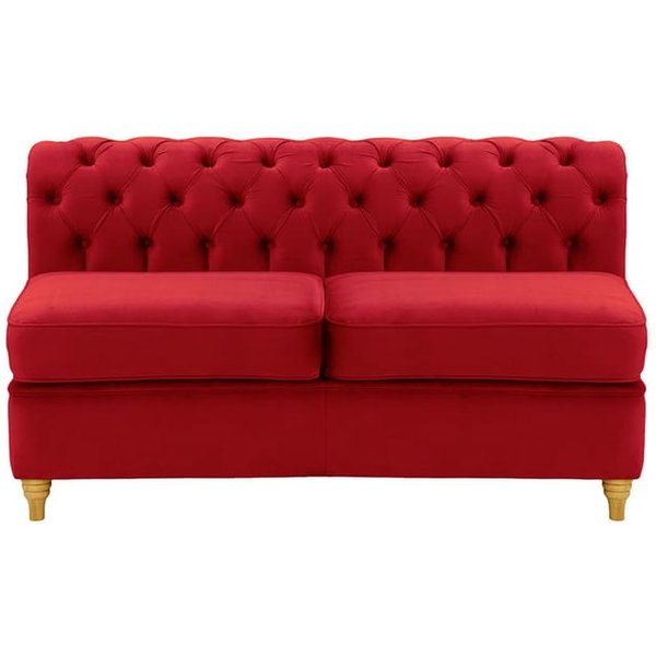 Chesterfield - Module intérieur deux places (2CP), rouge - Velluto 7, Couleur des pieds: Chêne clair