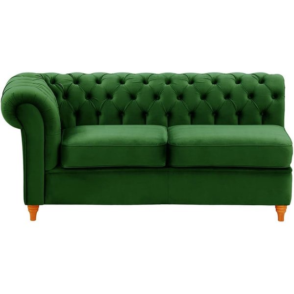 Chesterfield- Module d’extrémité gauche deux places (2L), vert foncé - Velluto 10, Couleur des pieds: aveo