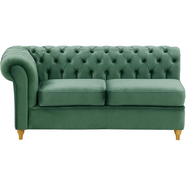 Chesterfield- Module d’extrémité gauche deux places (2L), bleu - Velluto 12, Couleur des pieds: Chêne clair