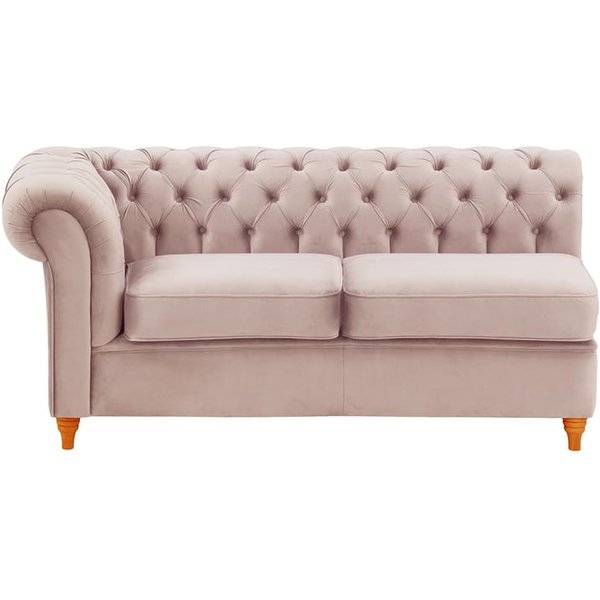 Chesterfield- Module d’extrémité gauche deux places (2L), lila/rose - Velluto 14, Couleur des pieds: aveo