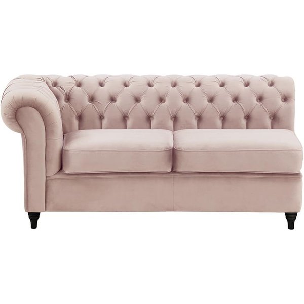 Chesterfield- Module d’extrémité gauche deux places (2L), lila/rose - Velluto 14, Couleur des pieds: Noir