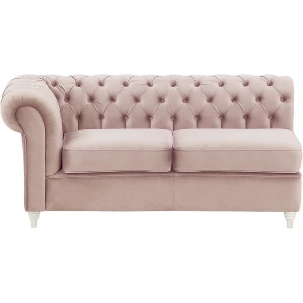 Chesterfield- Module d’extrémité gauche deux places (2L), lila/rose - Velluto 14, Couleur des pieds: Blanc