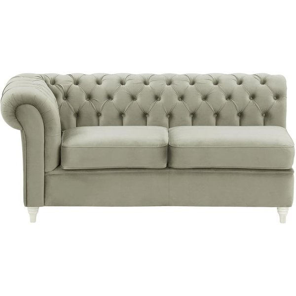 Chesterfield- Module d’extrémité gauche deux places (2L), gris clair - Velluto 15, Couleur des pieds: Blanc