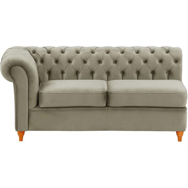 Chesterfield- Module d’extrémité gauche deux places (2L), gris éléphant - Velluto 17, Couleur des pieds: aveo