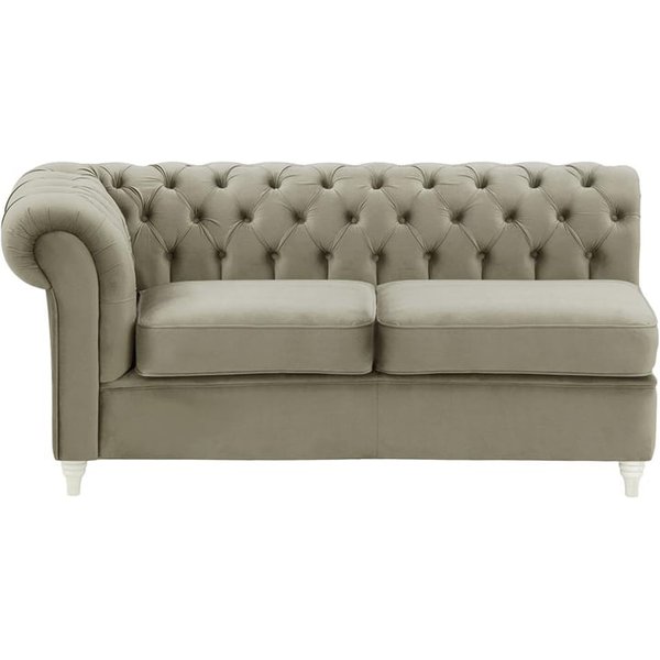 Chesterfield- Module d’extrémité gauche deux places (2L), gris éléphant - Velluto 17, Couleur des pieds: Blanc