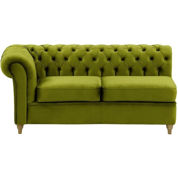 Chesterfield- Module d’extrémité gauche deux places (2L), olive - Velluto 9, Couleur des pieds: Noir wax