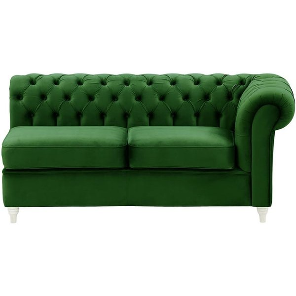 Chesterfield- Module d’extrémité droite deux places (2R), vert foncé - Velluto 10, Couleur des pieds: Blanc