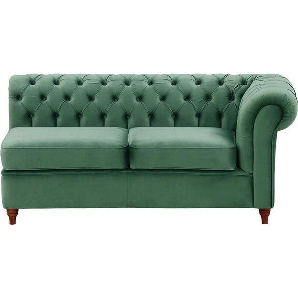 Chesterfield- Module d’extrémité droite deux places (2R), bleu - Velluto 12, Couleur des pieds: Chêne foncé