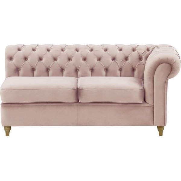 Chesterfield- Module d’extrémité droite deux places (2R), lila/rose - Velluto 14, Couleur des pieds: Noir wax