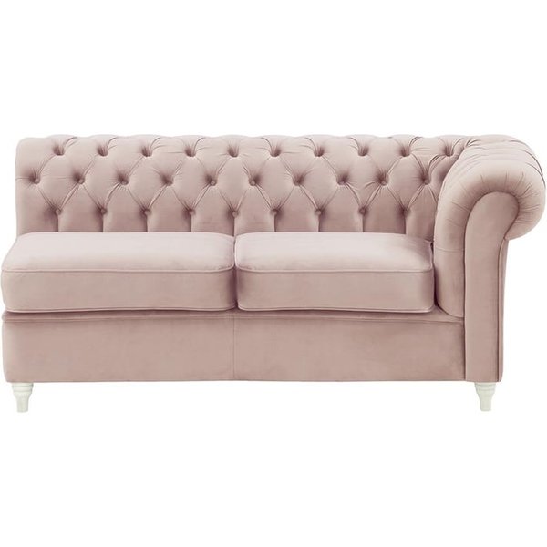 Chesterfield- Module d’extrémité droite deux places (2R), lila/rose - Velluto 14, Couleur des pieds: Blanc