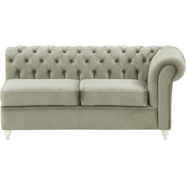 Chesterfield- Module d’extrémité droite deux places (2R), gris clair - Velluto 15, Couleur des pieds: Blanc