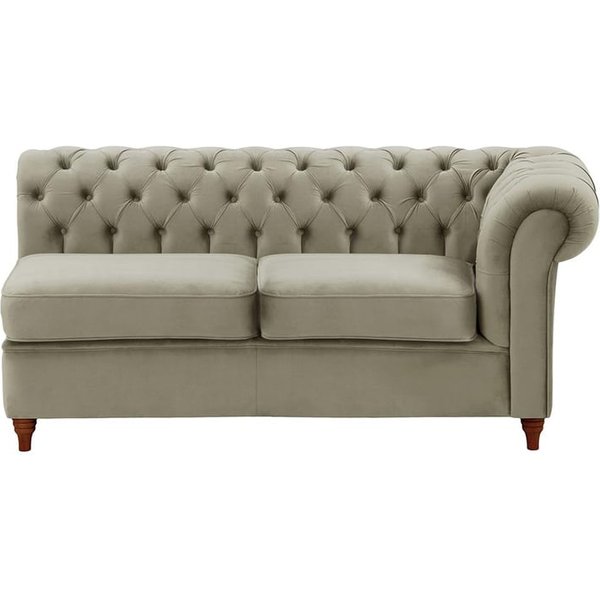 Chesterfield- Module d’extrémité droite deux places (2R), gris éléphant - Velluto 17, Couleur des pieds: Chêne foncé