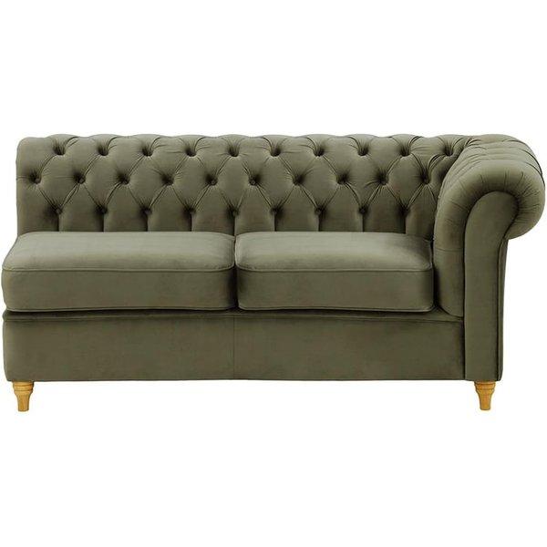 Chesterfield- Module d’extrémité droite deux places (2R), graphite - Velluto 19, Couleur des pieds: Chêne clair