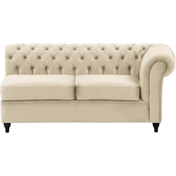 Chesterfield- Module d’extrémité droite deux places (2R), beige clair - Velluto 2, Couleur des pieds: Noir