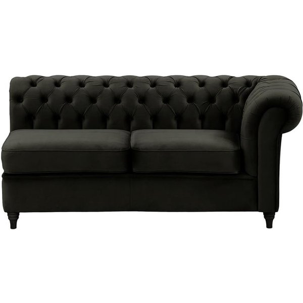 Chesterfield- Module d’extrémité droite deux places (2R), noir - Velluto 20, Couleur des pieds: Noir