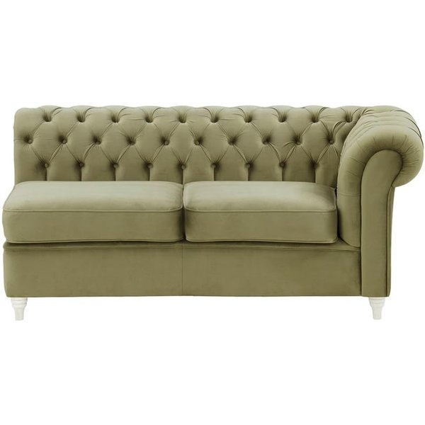Chesterfield- Module d’extrémité droite deux places (2R), beige - Velluto 3, Couleur des pieds: Blanc