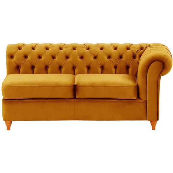 Chesterfield- Module d’extrémité droite deux places (2R), moutarde - Velluto 8, Couleur des pieds: aveo