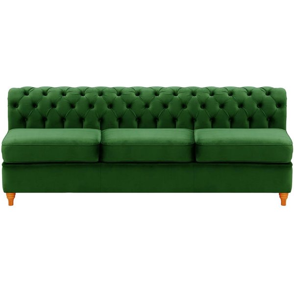 Chesterfield- Module intérieur trois personnes (3CP), vert foncé - Velluto 10, Couleur des pieds: aveo