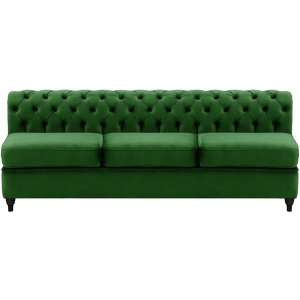 Chesterfield- Module intérieur trois personnes (3CP), vert foncé - Velluto 10, Couleur des pieds: Noir
