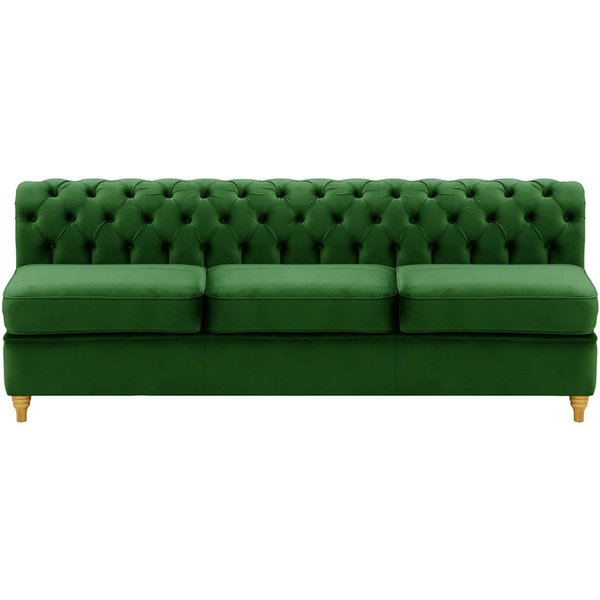 Chesterfield- Module intérieur trois personnes (3CP), vert foncé - Velluto 10, Couleur des pieds: Chêne clair