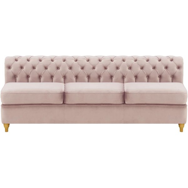 Chesterfield- Module intérieur trois personnes (3CP), lila/rose - Velluto 14, Couleur des pieds: Chêne clair