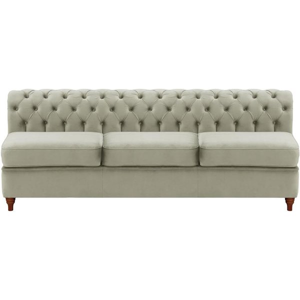 Chesterfield- Module intérieur trois personnes (3CP), gris clair - Velluto 15, Couleur des pieds: Chêne foncé