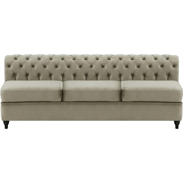 Chesterfield- Module intérieur trois personnes (3CP), gris éléphant - Velluto 17, Couleur des pieds: Noir