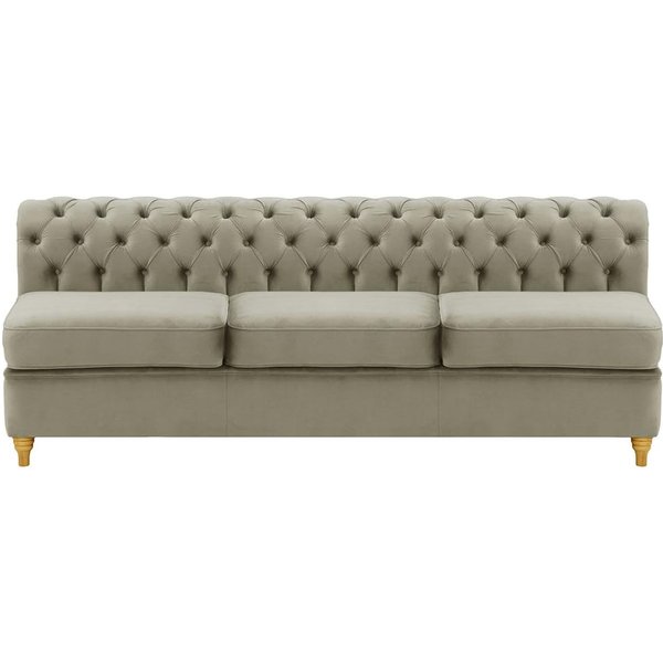 Chesterfield- Module intérieur trois personnes (3CP), gris éléphant - Velluto 17, Couleur des pieds: Chêne clair