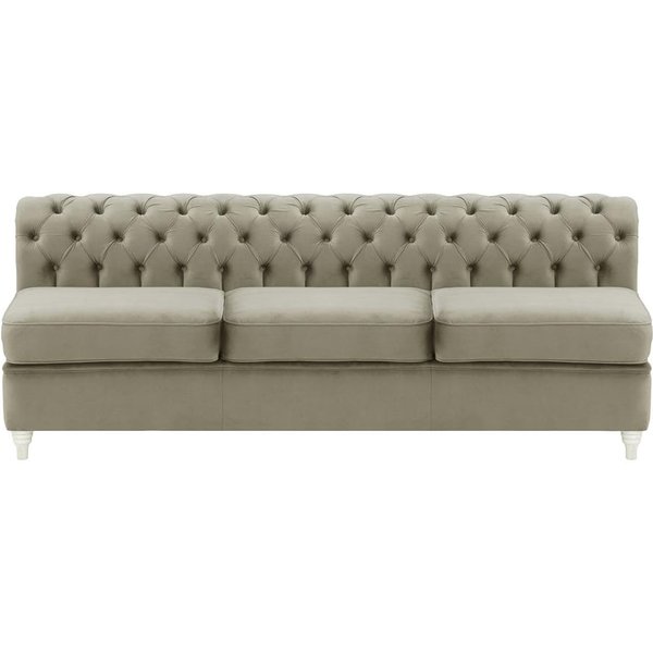 Chesterfield- Module intérieur trois personnes (3CP), gris éléphant - Velluto 17, Couleur des pieds: Blanc