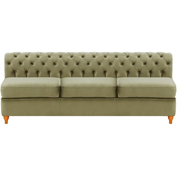 Chesterfield- Module intérieur trois personnes (3CP), beige - Velluto 3, Couleur des pieds: aveo
