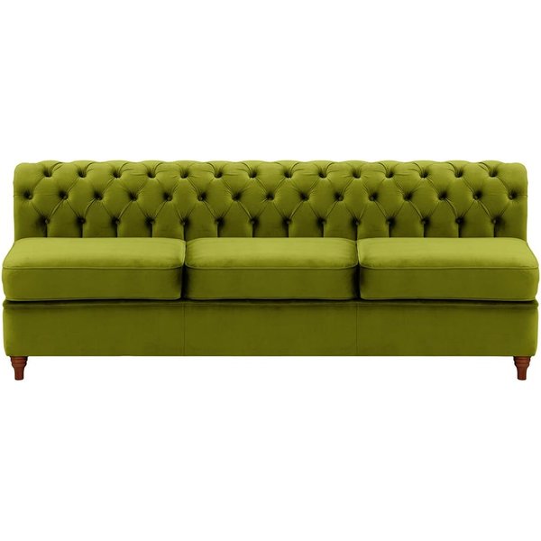 Chesterfield- Module intérieur trois personnes (3CP), olive - Velluto 9, Couleur des pieds: Chêne foncé