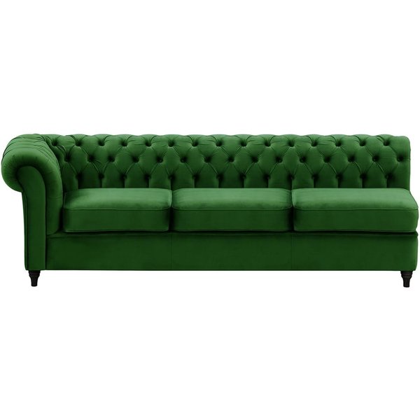 Chesterfield - Module d’extrémité gauche trois places (3L), vert foncé - Velluto 10, Couleur des pieds: Noir