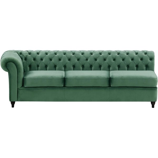 Chesterfield - Module d’extrémité gauche trois places (3L), bleu - Velluto 12, Couleur des pieds: Noir