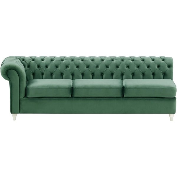 Chesterfield - Module d’extrémité gauche trois places (3L), bleu - Velluto 12, Couleur des pieds: Blanc