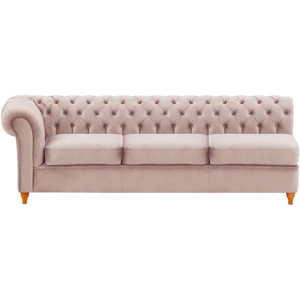 Chesterfield - Module d’extrémité gauche trois places (3L), lila/rose - Velluto 14, Couleur des pieds: aveo