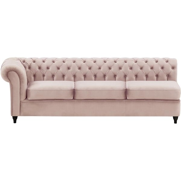 Chesterfield - Module d’extrémité gauche trois places (3L), lila/rose - Velluto 14, Couleur des pieds: Noir
