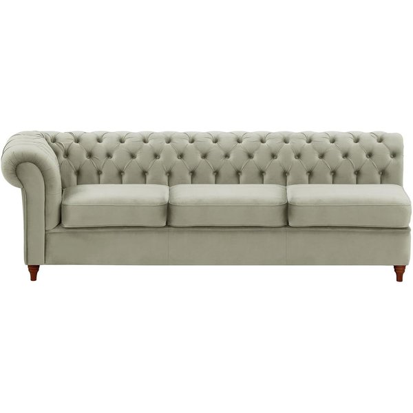 Chesterfield - Module d’extrémité gauche trois places (3L), gris clair - Velluto 15, Couleur des pieds: Chêne foncé
