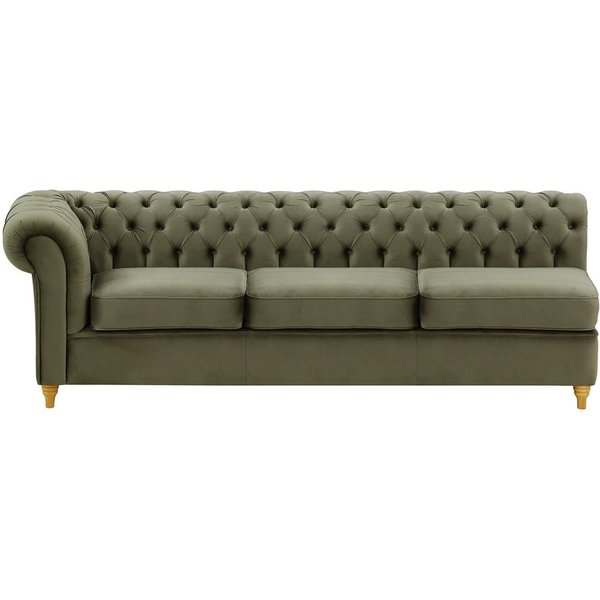 Chesterfield - Module d’extrémité gauche trois places (3L), graphite - Velluto 19, Couleur des pieds: Chêne clair