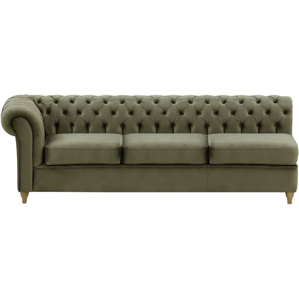 Chesterfield - Module d’extrémité gauche trois places (3L), graphite - Velluto 19, Couleur des pieds: Noir wax