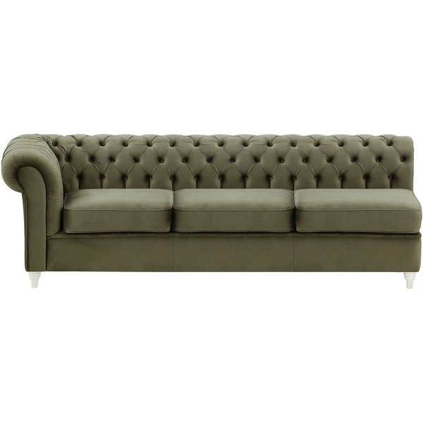 Chesterfield - Module d’extrémité gauche trois places (3L), graphite - Velluto 19, Couleur des pieds: Blanc