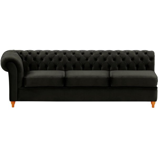 Chesterfield - Module d’extrémité gauche trois places (3L), noir - Velluto 20, Couleur des pieds: aveo