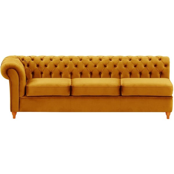 Chesterfield - Module d’extrémité gauche trois places (3L), moutarde - Velluto 8, Couleur des pieds: aveo