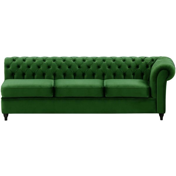 Chesterfield- Module d’extrémité droite trois places (3R), vert foncé - Velluto 10, Couleur des pieds: Noir