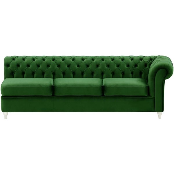 Chesterfield- Module d’extrémité droite trois places (3R), vert foncé - Velluto 10, Couleur des pieds: Blanc