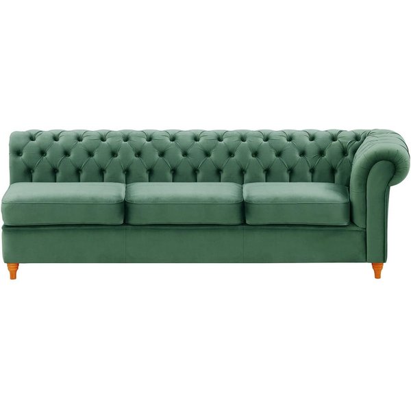 Chesterfield- Module d’extrémité droite trois places (3R), bleu - Velluto 12, Couleur des pieds: aveo