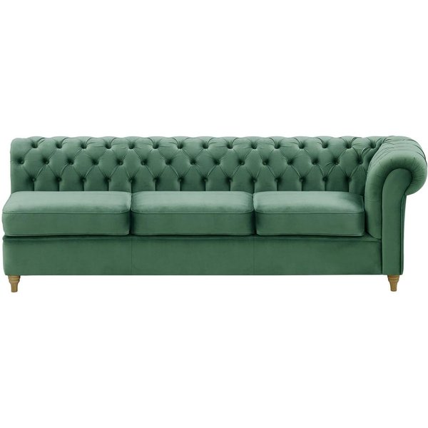 Chesterfield- Module d’extrémité droite trois places (3R), bleu - Velluto 12, Couleur des pieds: Noir wax